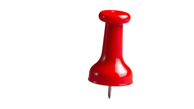 Red Push Pin 3d rendering isolated on transparent background Red push pin cut out