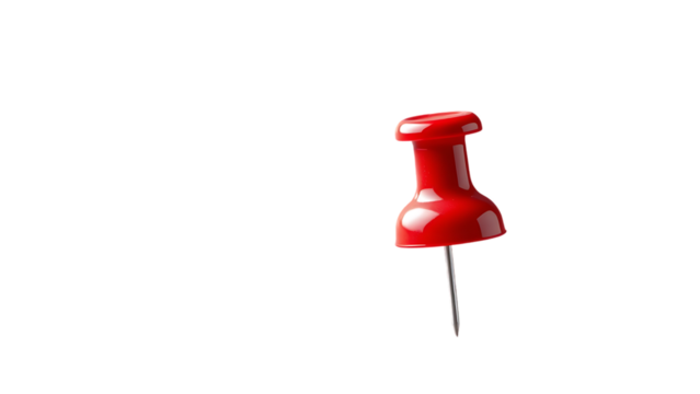 Red Push Pin 3d rendering isolated on transparent background Red push pin cut out