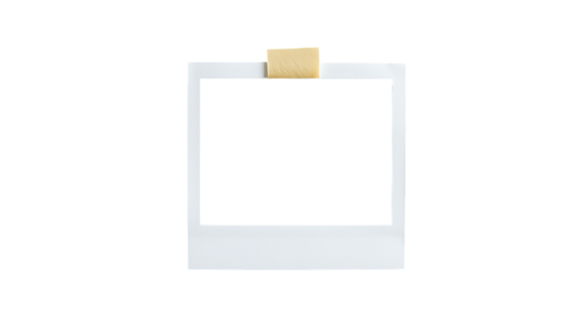 Polaroid frame with tape isolated on transparent background Cut out