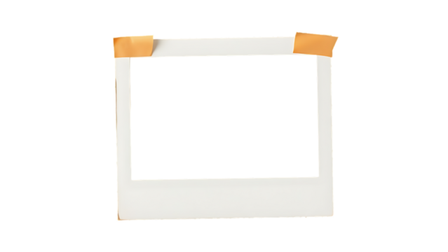 Polaroid frame with tape isolated on transparent background