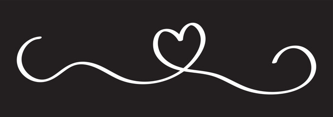 Continuous line drawing of two hearts on transparent background. Banner for valentine's day. Abstract hearts. 