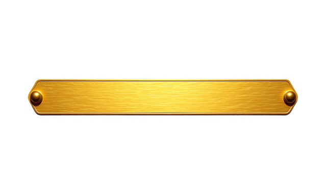 Gold metal name plate isolated on transparent background