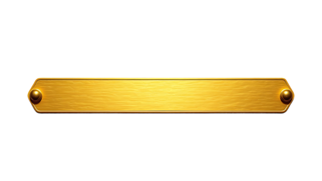 Gold metal name plate isolated on transparent background