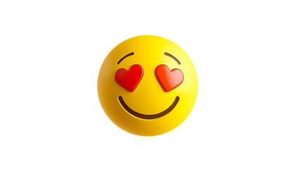 Fototapeta premium 3d yellow smiling emoji face with heart-shaped eyes isolated on transparent background