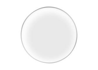 Prism, sample round Transparent glass sheet. Transparent plastic panel. Glare and reflections on the transparent surface. Showcase. Cut out. glassmorphism