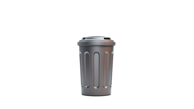 3d trash can isolated on transparent background