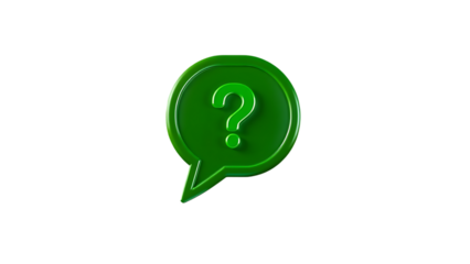 3d green speech bubble with question mark icon isolated on transparent background