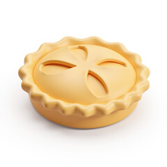 A high-quality 3D rendering of a golden pie, perfect for showcasing pastry products or illustrations. The pie is detailed and inviting.