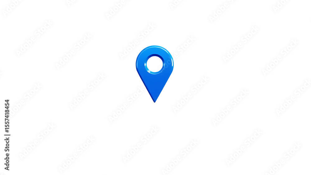 Poster 3d blue map pointer small icon isolated on transparent background blue location pin cut out
