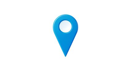 3d blue map pointer icon isolated on transparent background Blue location pin cut out