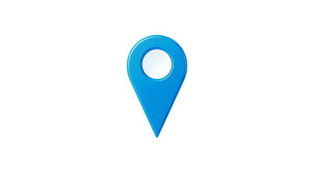 3d blue map pointer icon isolated on transparent background Blue location pin cut out