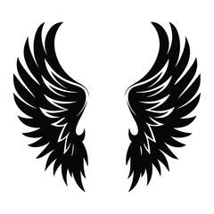 Obraz premium Eagle with angel wings tattoo vector illustration in tribal style silhouette