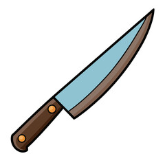 Simple vector illustration of a kitchen knife with a sharp blade on a white background