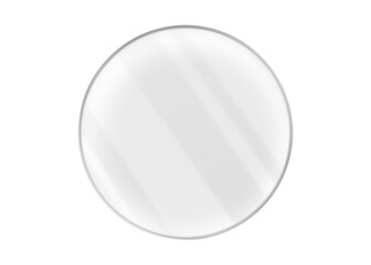 Prism, sample round Transparent glass sheet. Transparent plastic panel. Glare and reflections on the transparent surface. Showcase. Cut out. glassmorphism