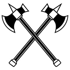 Simple Flat Vector Illustration of Two Axes Silhouette Style for Design and Creative Projects