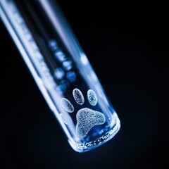 Animal experiment controversy: paradoxical bionics graphic combining test tube and paw print