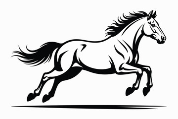 Black and White Running Horse Silhouette animal equine
