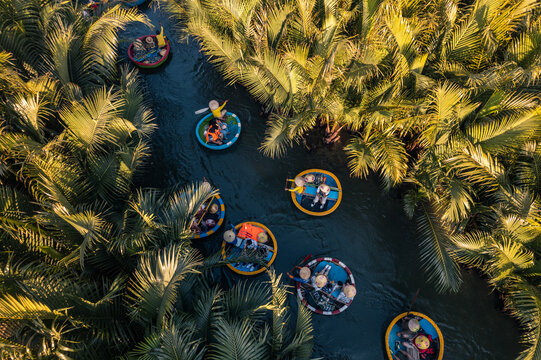 Aerial View of Coconut Boat Tour in Hoi An, Vietnam