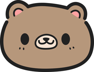 Cute hand drawn teddy bear face cartoon doodle illustration