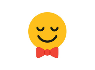 happy smiley face emoji with red bow 