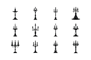 Elegant Candelabra Silhouette Collection for Decorative Design Elements