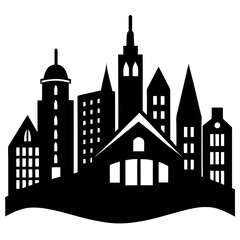Fototapeta premium buildings silhouette with white background
