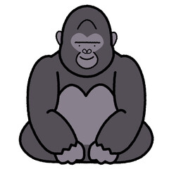 ゴリラ　座っている　イラスト