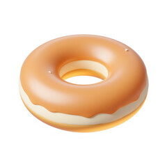 A close-up, detailed image of a glazed donut, perfectly showcasing its smooth glaze and inviting appearance.  This digital illustration is ideal for food-related designs.