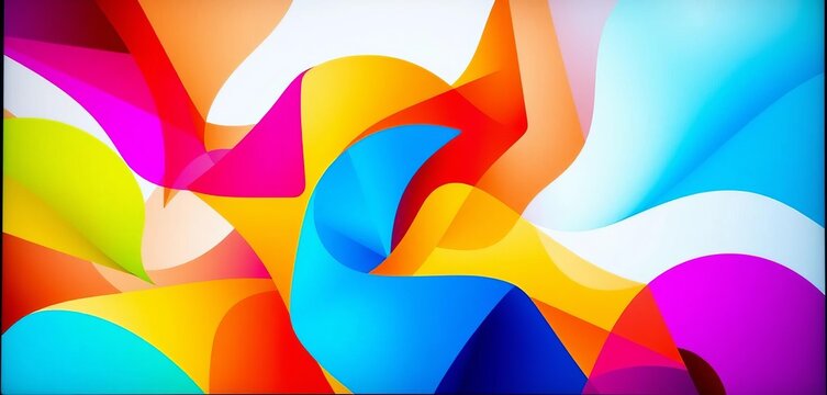 Abstract colorful shapes forming video call interface on screen,  communication,  collaboration