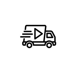 Delivery Truck Icon with Speed Arrow Symbolizing Fast Shipping or Express Delivery