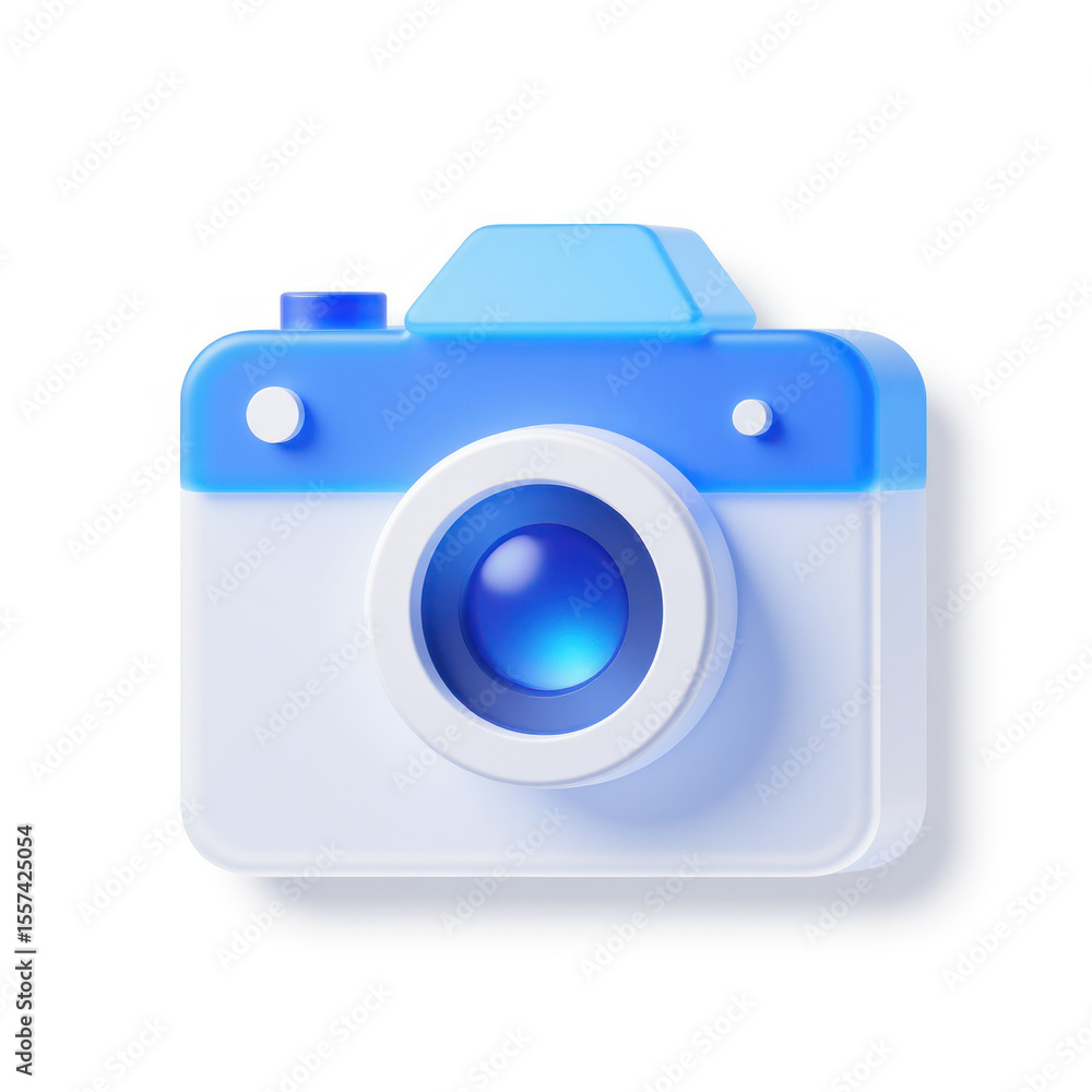 Fototapete a 3d rendered icon of a blue camera. the camera is simple, modern, and minimalist in design, making 
