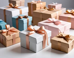 Fototapeta premium Assortment Of Gift Boxes In Pastel Colors