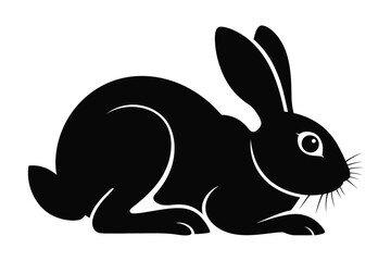 Obraz premium Black Rabbit Silhouette on White Background bunny hare 2