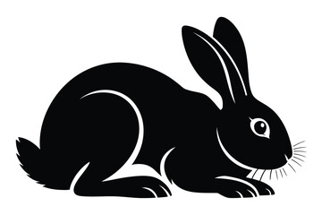 Obraz premium Black Rabbit Silhouette on White Background bunny hare