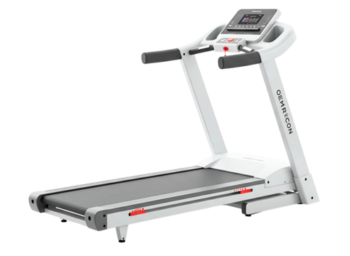 Modern white treadmill for home gym cardio exercise isolated on transparent background