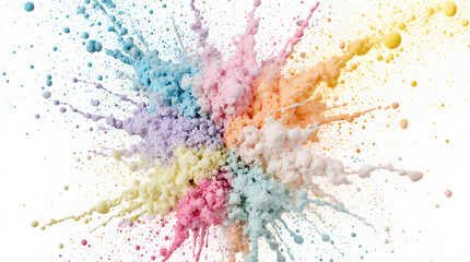 Fototapeta premium Colorful powder explosion captured mid-air on a white background