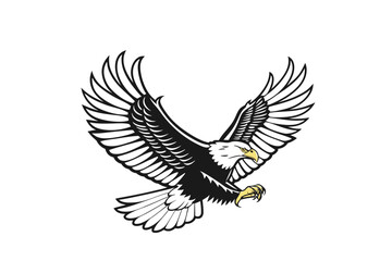 Fototapeta premium Bald Eagle Line Art Vector – Majestic Bird in Mid-Flight with Outstretched Wings