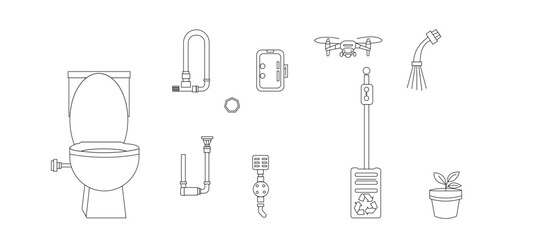 Minimalist Icons of Household Water Filtration and Storage Units  set of kitchen knives isolated