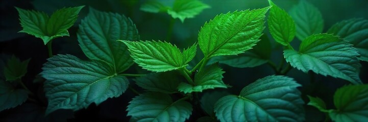 Mysterious Dark Green Leaves Shadowy Gothic Fantasy Background Texture