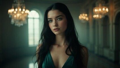 Obraz premium Portrait of a beautiful young woman in an elegant formal setting