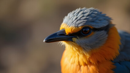 Obraz premium Close up portrait of a colorful wild bird in natural habitat