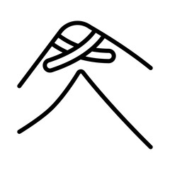 Knee kinesio tape strips outline icon. Elastic therapeutic tape. Muscles swelling and pain reduction. Joints and ligaments support. Isolated line symbol illustration,