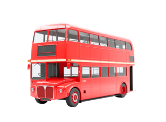 Iconic red london double decker bus isolated on transparent background