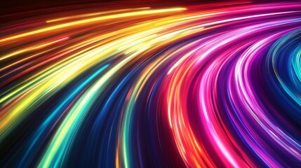 Colorful Glowing Light Trail in Vibrant Pink, Purple, and Blue Creating a Dynamic and Futuristic Abstract Design
