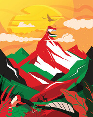 Abstract colorful mountain landscape background