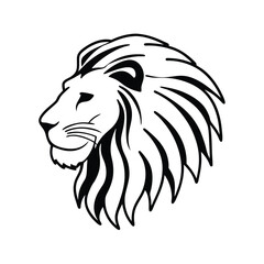Fototapeta premium minimalist lion head silhouette vector in profile with smooth lines elegant lion illustration lion head animal tattoo minimal lion icon lion head for packaging roaring lion profile regal lion image 