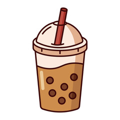 Brown bubble milk tea icon isolated on white background