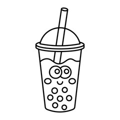 Bubble tea outline icon isolated on white background