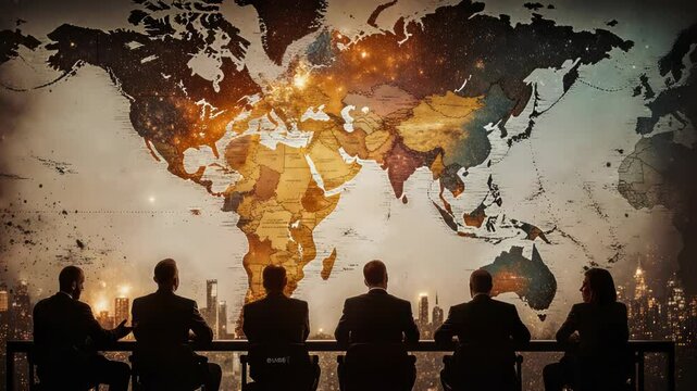 global business meeting about world war