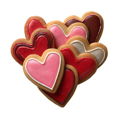 Fototapeta premium PNG Delicious Valentines Day HeartShaped Cookies A Sweet Treat for Your Loved Ones against transparent Background